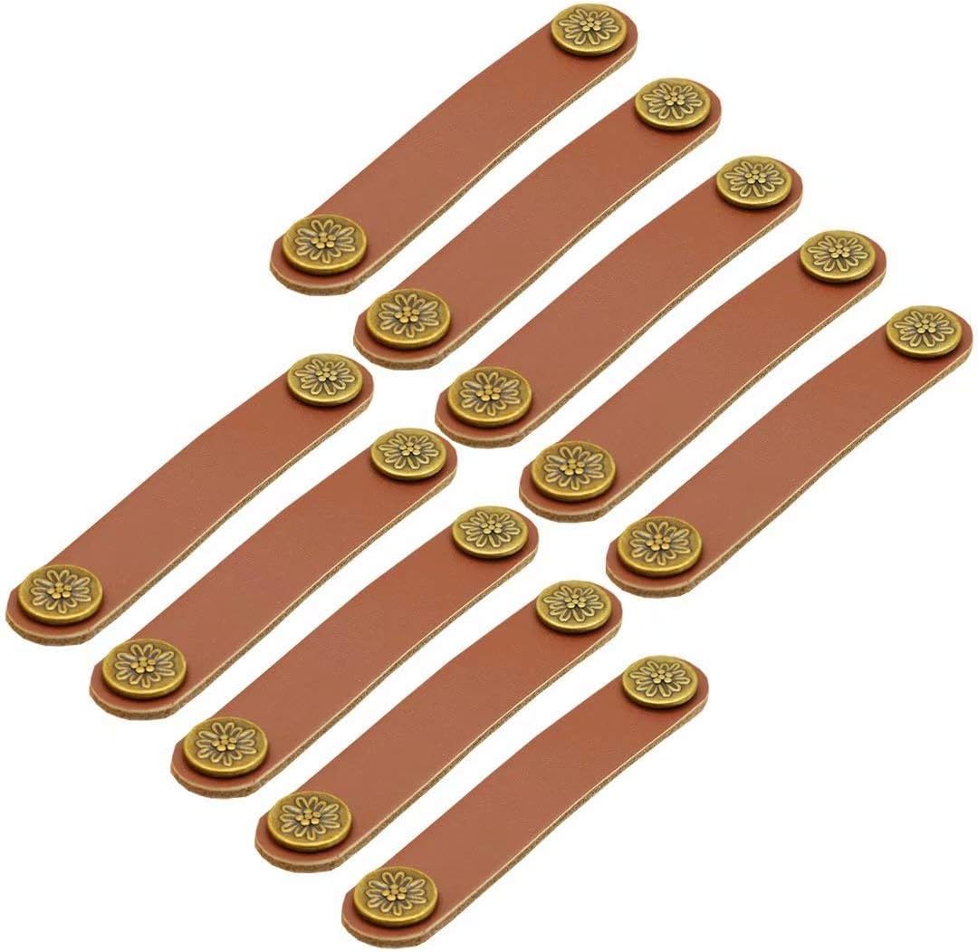 Kuayeocf Vintage Bronze 10 Pcs Furniture Door Handles Knobs, For Cupboards Wardrobe Dresser(,Brown)