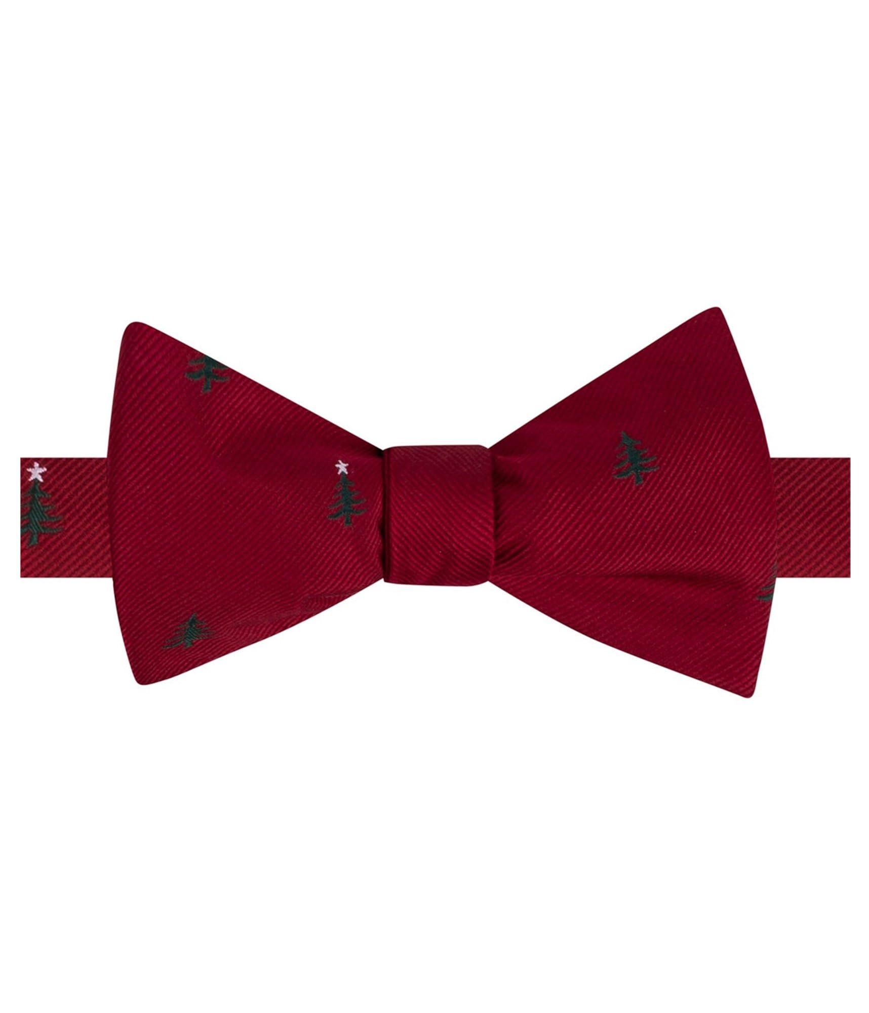 Tommy Hilfiger Mens Tree Self-tied Bow Tie, Red, One Size