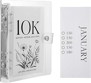 12-Month Envelopes Money Saving Challenge Binder, 2025 New 10,000 Savings Challenge Book, Cash Envelope Challenge Binder Kit, Money Saver Budget Binder Book for Adults Kids (10k)