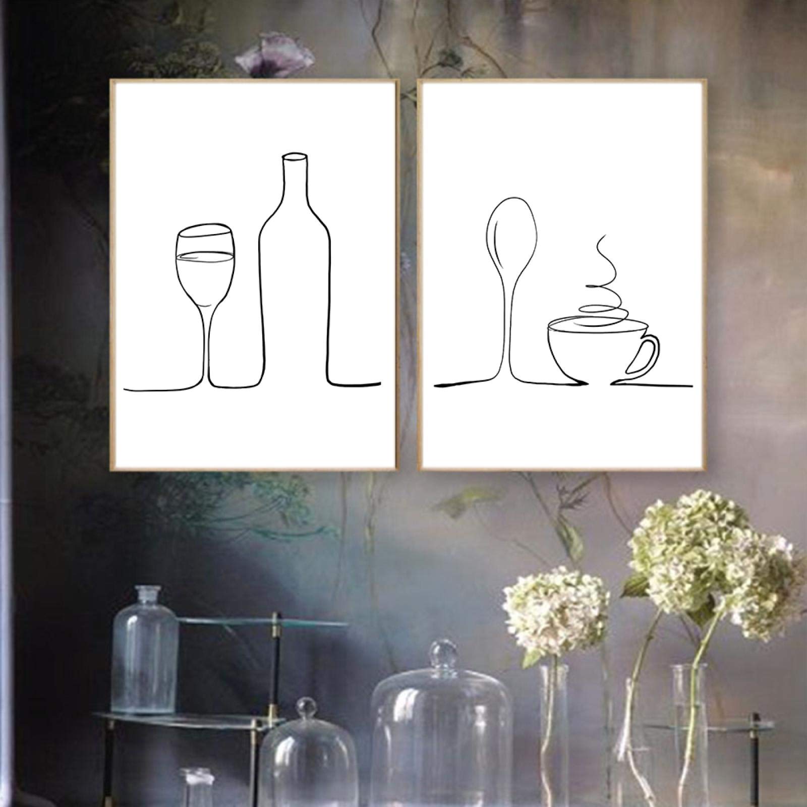 Photos cuisine noir blanc 50x70cm : habillez vos murs vides avec l'art du dîner vin
