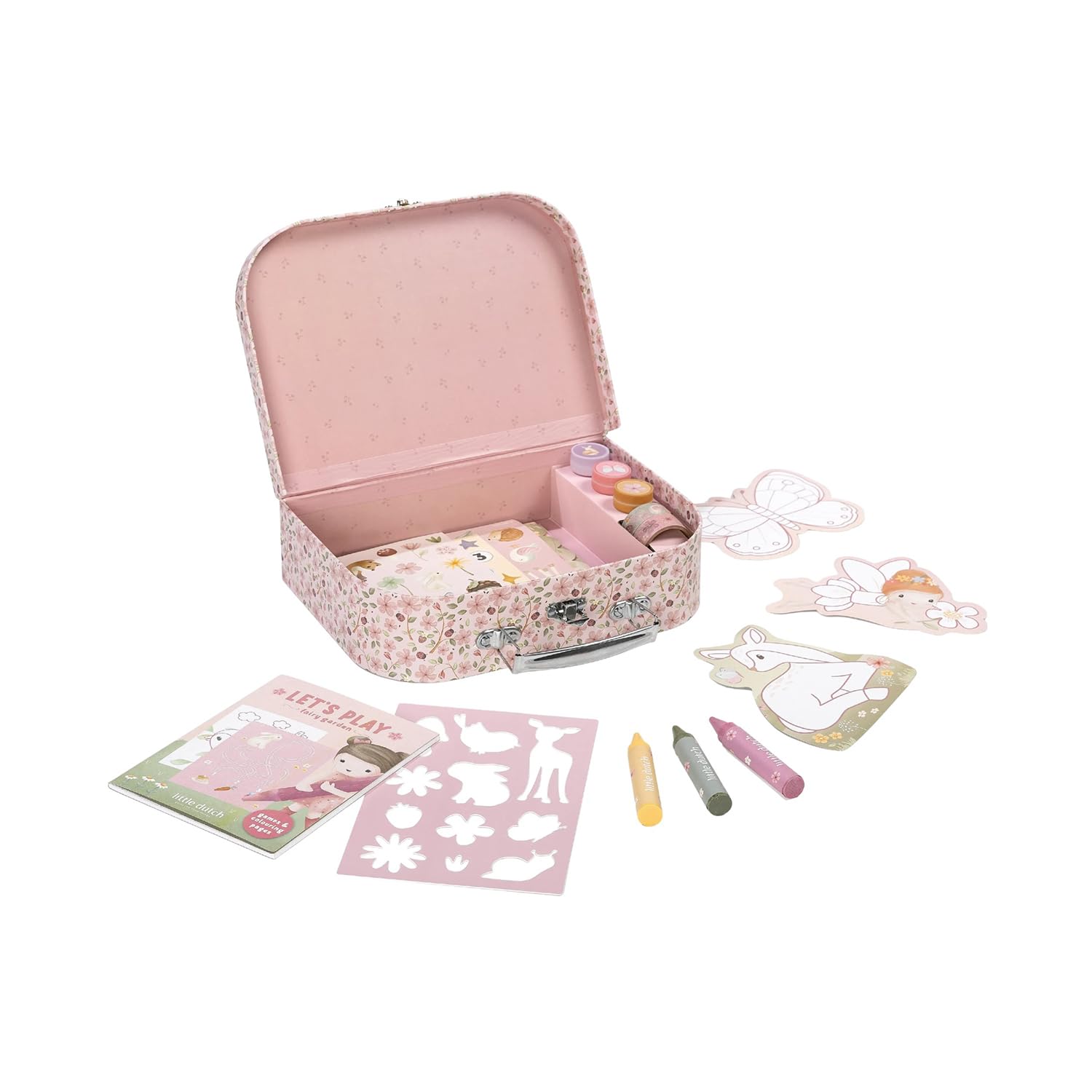 Little Dutch Craft Set / Craft Case - Creative Craft Sticker - Rosa's Creative Case - for Girls from 3 Years - Pink & Friends