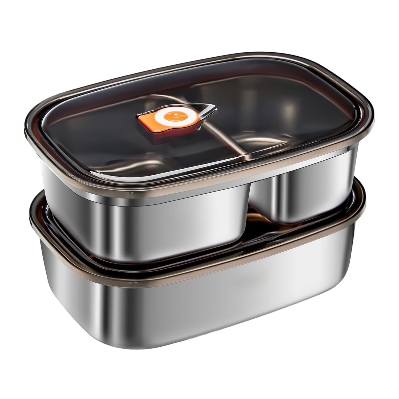 Vibe2Go Microwavable Lunch Box Set (1.2L & 1.7L), Stainless Steel Bento Box with Leak-Resistant Airtight Lid, 304 Food-Grade Metal Containers for Meal Prep, Work, Picnic, BPA-Free