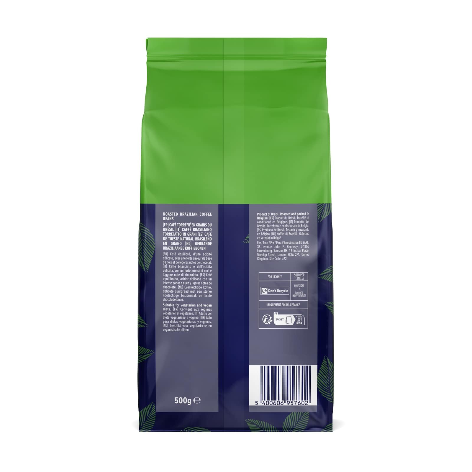 by Amazon Brazilian Caffè in grani, tostatura media, 1 kg (2 confezioni da 500g) - Certificato Rainforest Alliance (Confezione da 2)