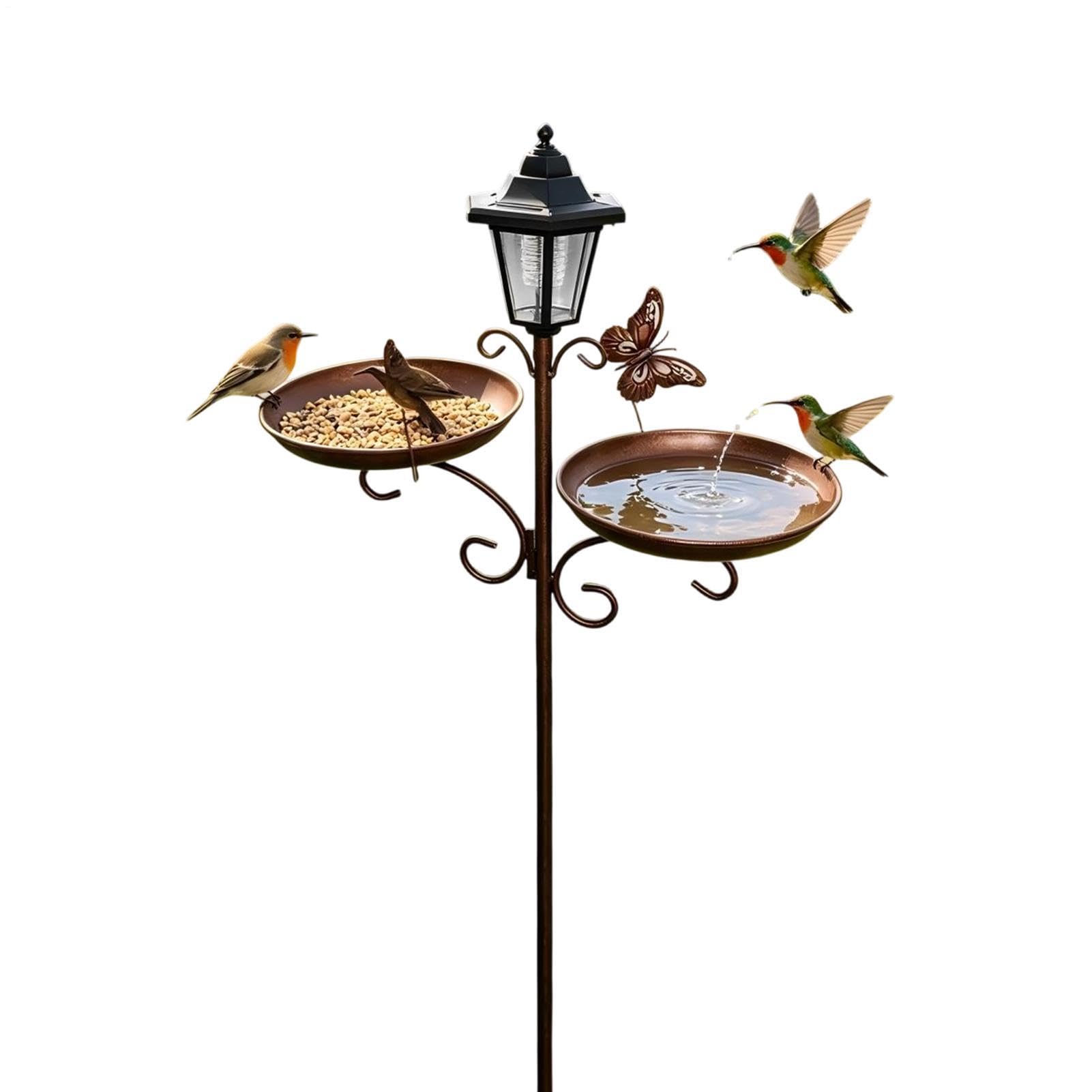 Vasca Da Esterno Per Uccelli Vassoio Mangime e Acqua per Uccelli con Luce | Mangiatoia Da Prato adatto a Giardino Balcone Patio Cortile Esterno Prato Terrazza