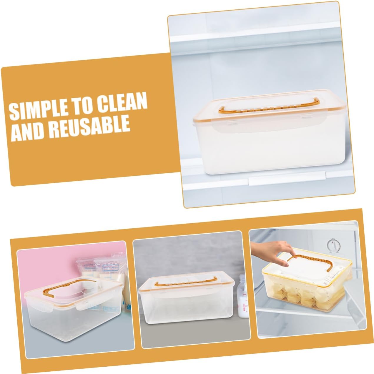 BESTYASH 2pcs Breastfeeding Accessory Freezer Milk Storage Organizer Leakproof Square Milk Storage Box Lid