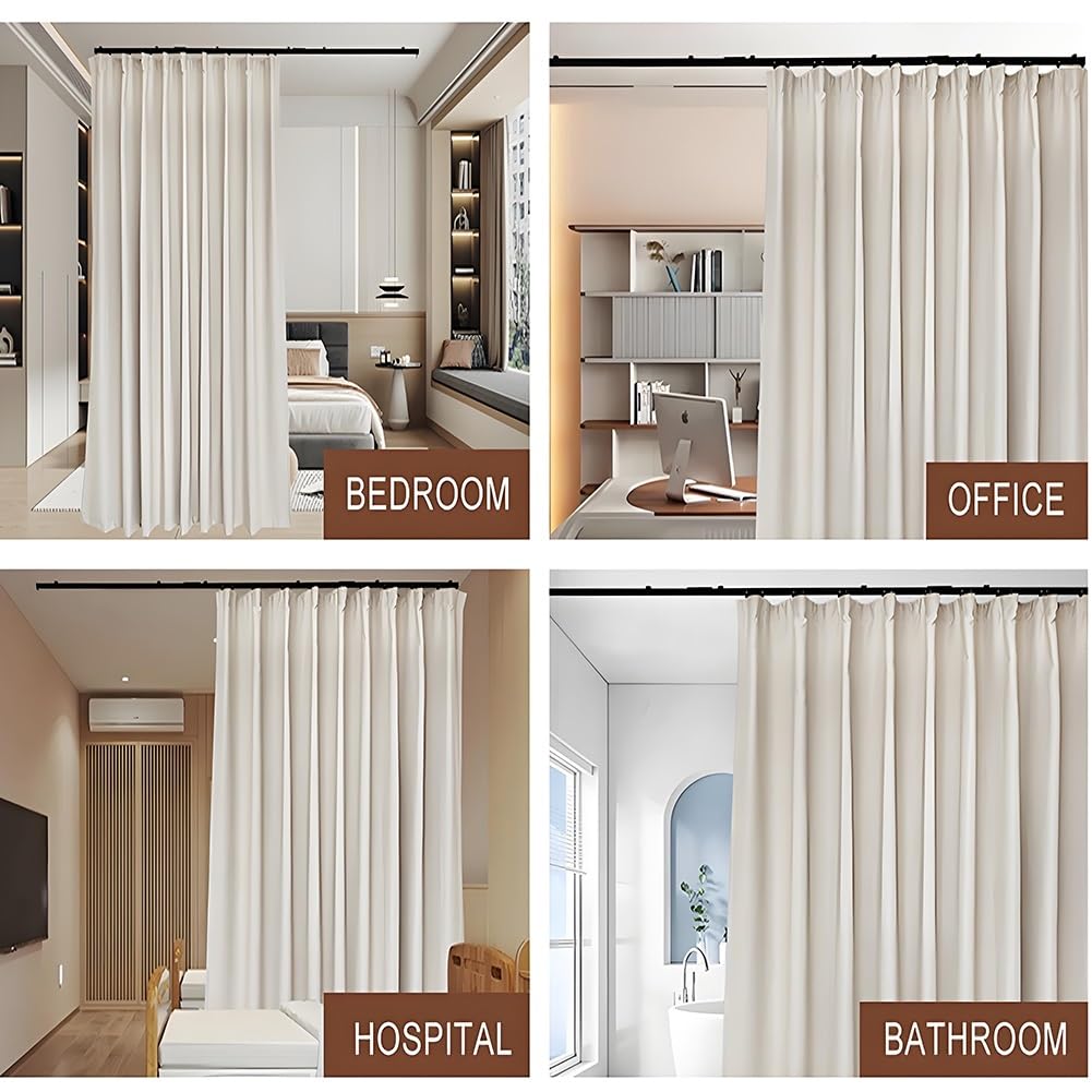 Aluminiowy karnisz sufitowy, 430 cm, Robusto Binario, do zasłon zewnętrznych, regulowany, 50, 400 cm, idealny do przegród (biały)