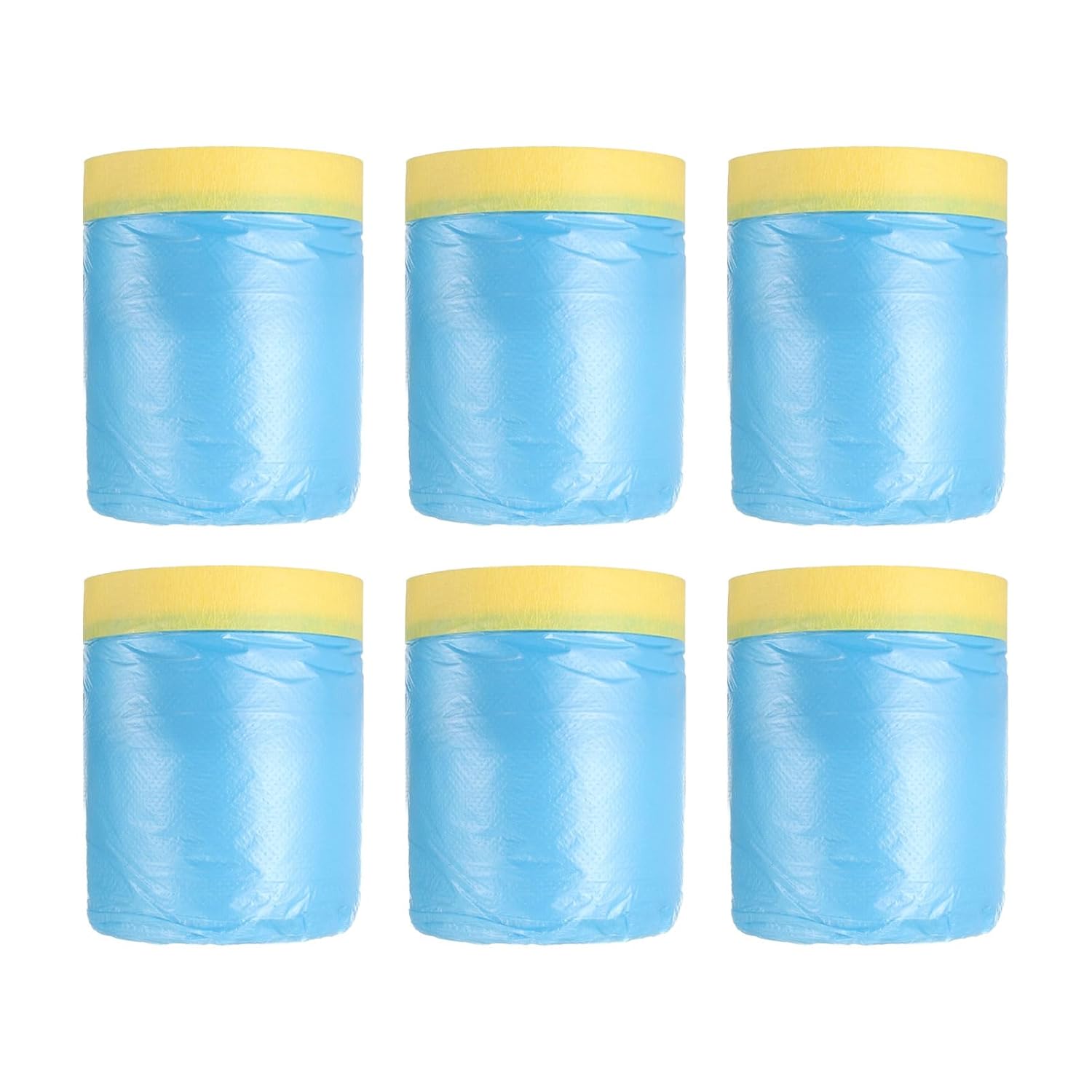 uxcell Pre-Taped Masking Film, 7.9ft x 82ft Plastic Paint Drop Cloth with Medium-Tack Painters Tape for Painting Spraying Protection Blue Film 6Pcs