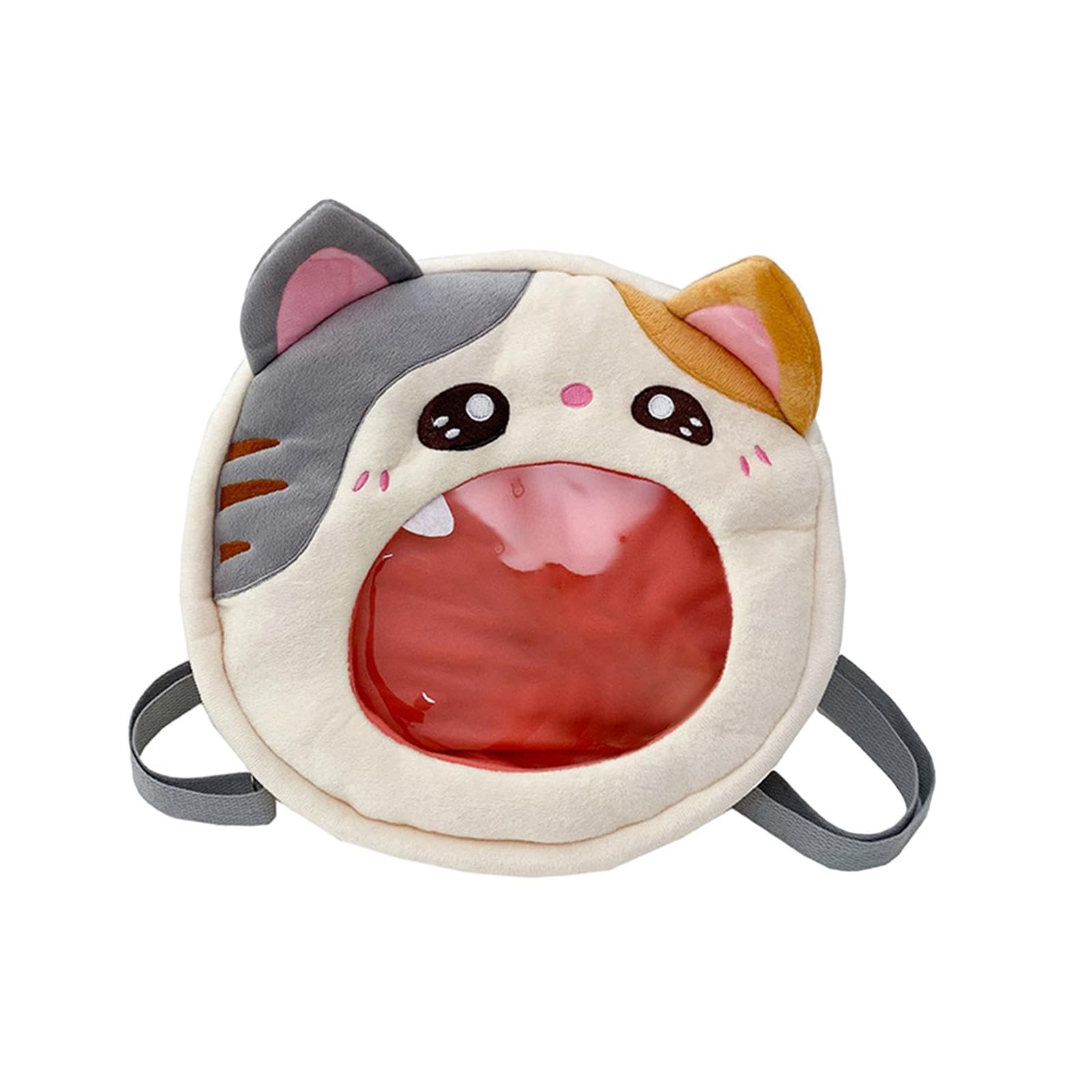 Cartoon Plush Backpack Cute Large Capacity Portable School Bag Crossbody Bag gray without doll-image-16