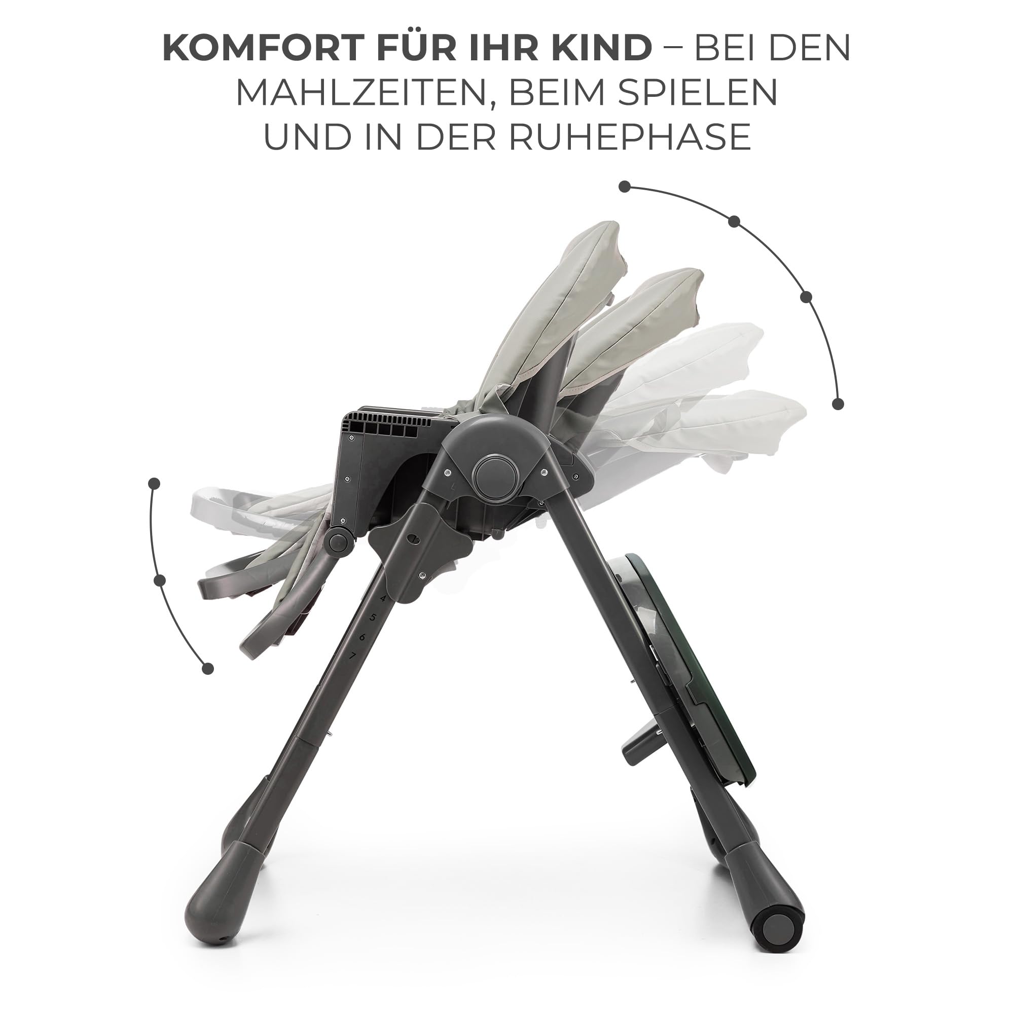 Kinderkraft TUMMIE Hochstuhl 2 in 1, Kinderhochstuhl, Babystuhl, Kombihochstuhl, Grau