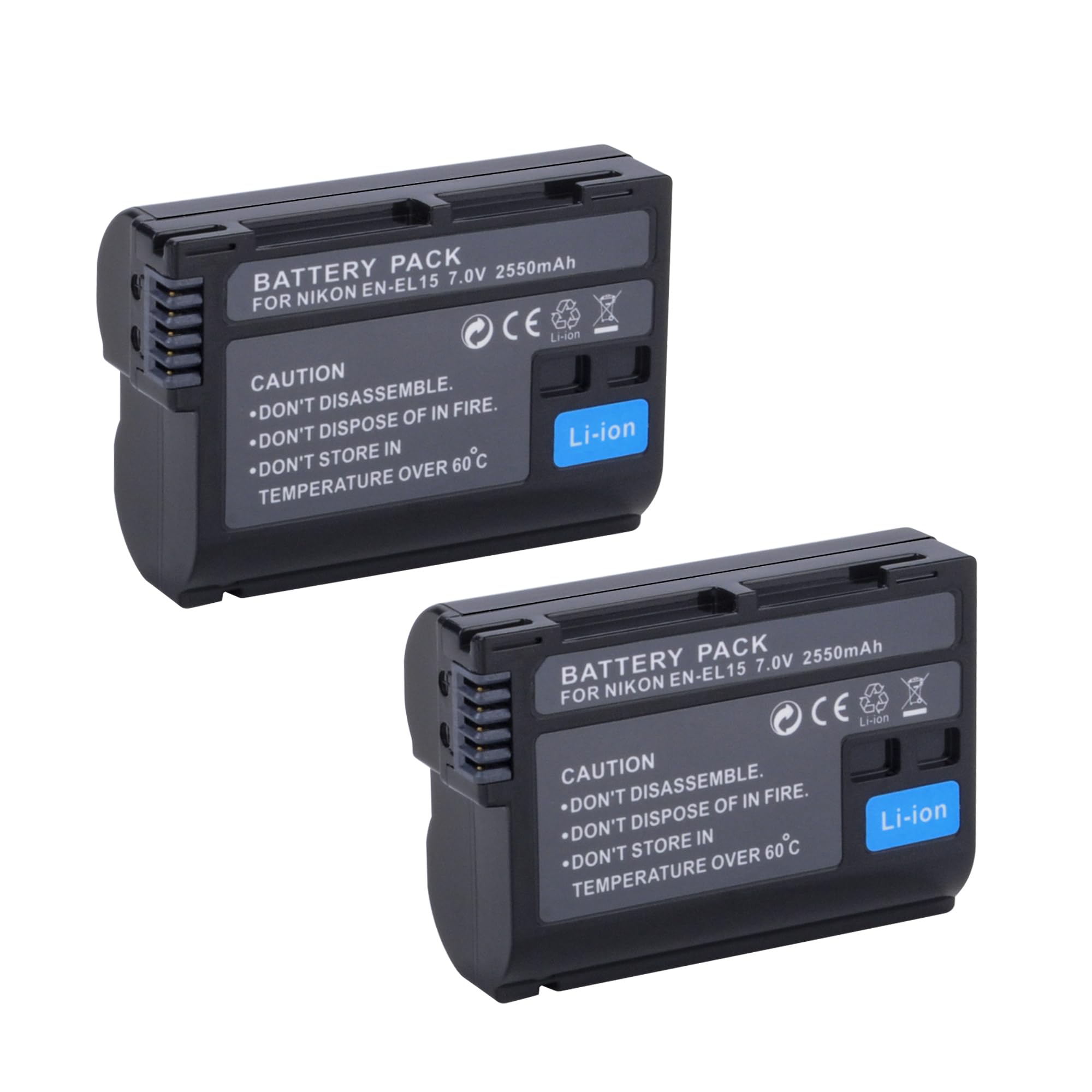ANCBD 2-Pack EN-EL15/EL15A/EL15B/EL15C Batteries Compatible with Nikon Z6 Z7 D500 D600 D610 D750 D780 D800 D800E D810 D810A D850 D7000 D7100 D7200