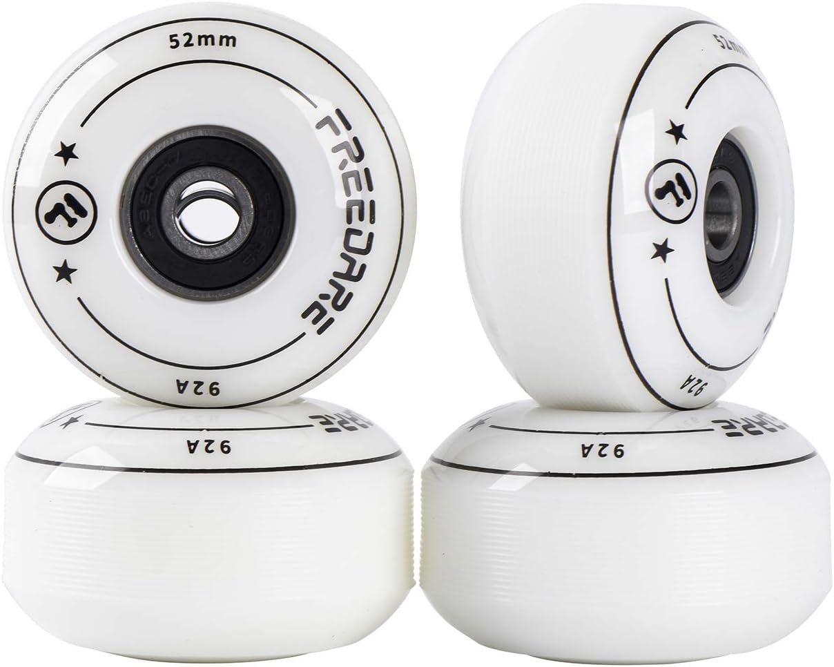 FREEDARE Skateboard Wheels 52mm and Bearings, Spacers Installed 92A for Street Tricks(Pack of 4)