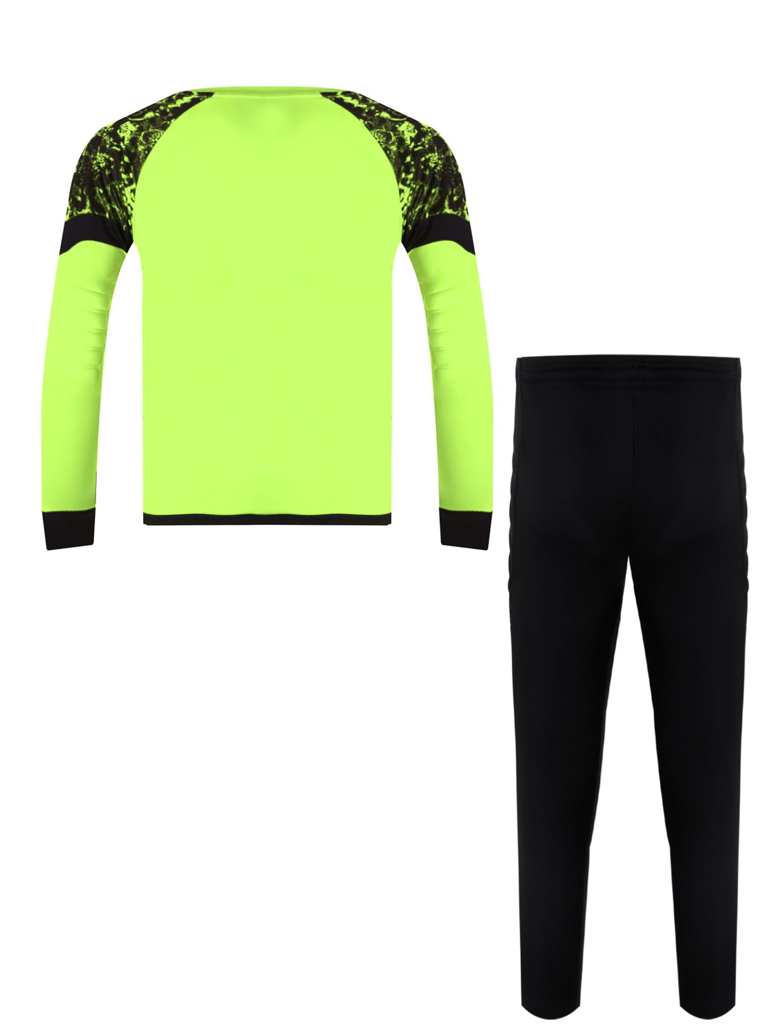 dPois Tuta da Portiere di Calcio per Bambini e Ragazzi Completino Completo Calcio Calcetto Torneo Scuola Sport Maglia da Portiere Maniche Lunghe + Pantaloni Sportivi Verde 11-12 anni