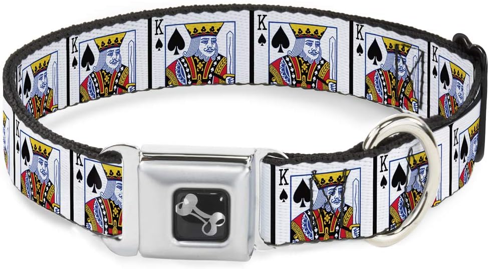 Buckle-Down Seatbelt Buckle Dog Collar - King of Spades - 1.5" Wide - Fits 16-23" Neck - Medium