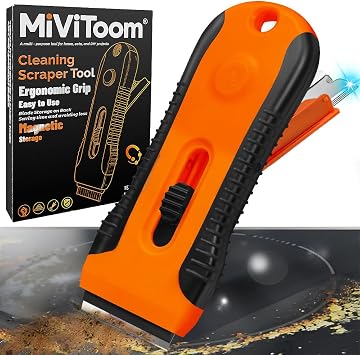 Non Scratch Oven Hob Cleaner with Storage Box, Multi-Surface Cleaning Tool - Removes Paint, Caulk, Adhesive from Windows, Glass, Tiles, Floors & Stove Tops15 Extra Replacement