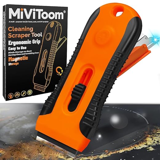 Non Scratch Oven Hob Cleaner with Storage Box, Multi-Surface Cleaning Tool - Removes Paint, Caulk, Adhesive from Windows, Glass, Tiles, Floors & Stove Tops（15 Extra Replacement）