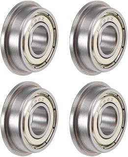 uxcell F698ZZ Flanged Ball Bearing 8x19x6mm Shielded Chrome Steel Flange Rip Bearings 4pcs