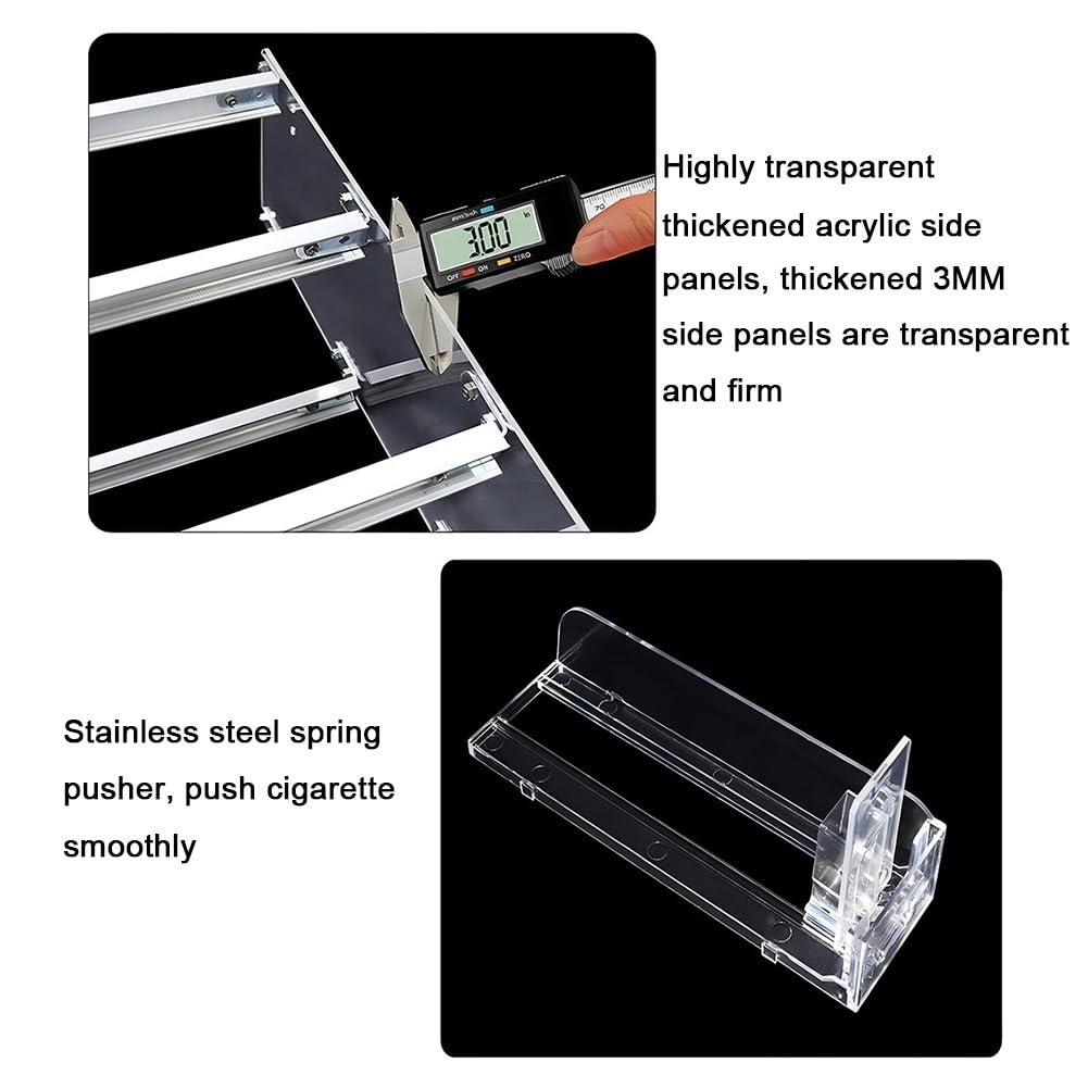 Vitrina acrílica para cigarrillos, soporte de pared y encimera, sistema deslizante automático, fácil instalación, escaparate minorista, tamaño 51 x 15 x 42 cm