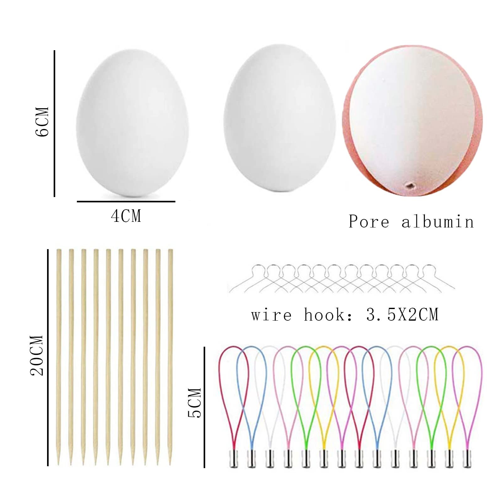 25 Huevos De Pascua Blancos De Plástico – Para Pintar Y Decorar – Con Ganchos, Cadenas Y Brochetas – Manualidades Y Decoración