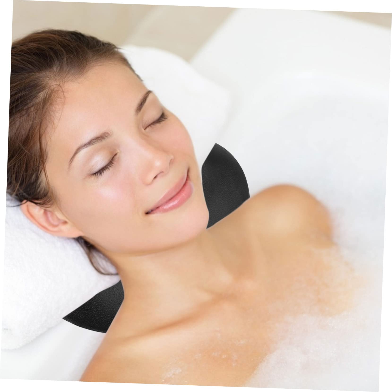 Healeved Cuscino da Vasca da Bagno in Pu Nero Supporto per Collo e Schiena, Ventosa Antiscivolo, Morbido e Riciclabile per Doccia e Vasca