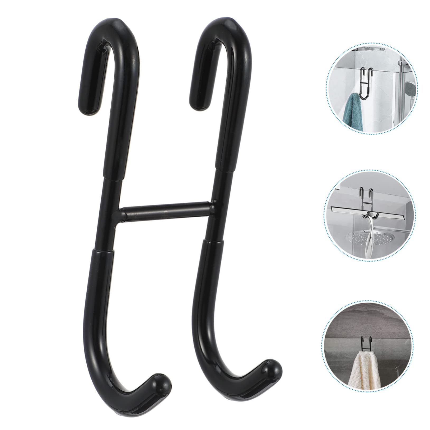 Cabilock Ganchos de Puerta de Acero Inoxidable Negro, 3 Piezas, sin Perforaciones, Diseño para Colgar Toallas y Ropa, Ahorro de Espacio, Baño y Cocina