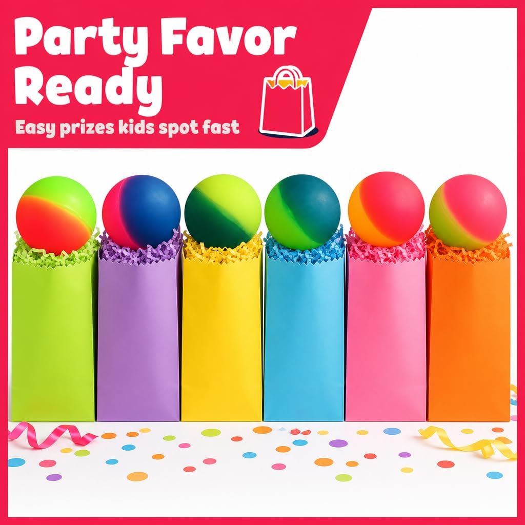 Jumbo Super Bouncy Balls (Pack) - 2.35-Inch Assorted Color Rubber Balls | 60 mm High-Bounce Balls for Party Favors, Carnival Prizes, Goodie Bags, Classroom Rewards, Outdoor Games & Everyday Play