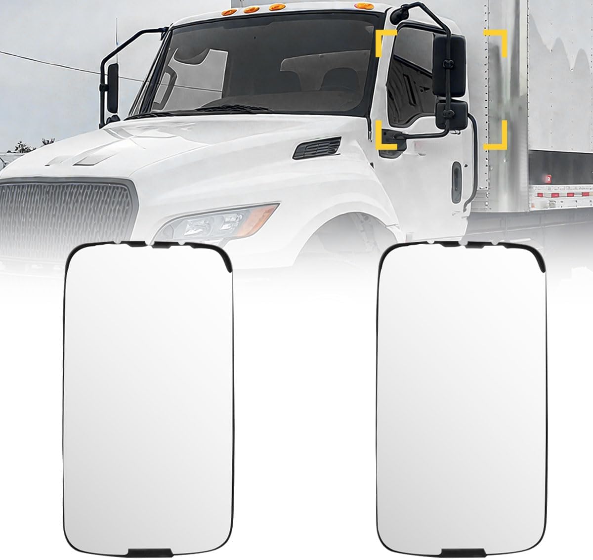 For 2022+ International MV Series, Black Manual Side View Mirrors, Direct OEM Replacement Tow Mirrors Set