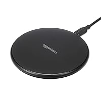 Amazon Basics 15W Qi Fast Wireless Charging Pad for iPhone 15/14/13/12/11/X, Samsung Galaxy, LG Phones - Case Friendly Black