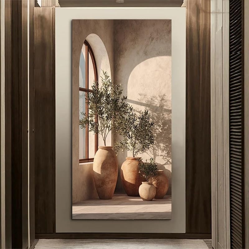 Tableau abstrait moderne terre cuite GOSRD toile tendue sur cadre 40x80