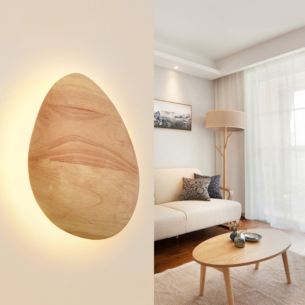 LED 6W Moderne Luminaire Mural Antipoussière Lampe Murale Boîte Bois Applique Murale Light Blanc Chaud pour Intérieur Chambre Bar Hôtel (Source lumineuse incluse)