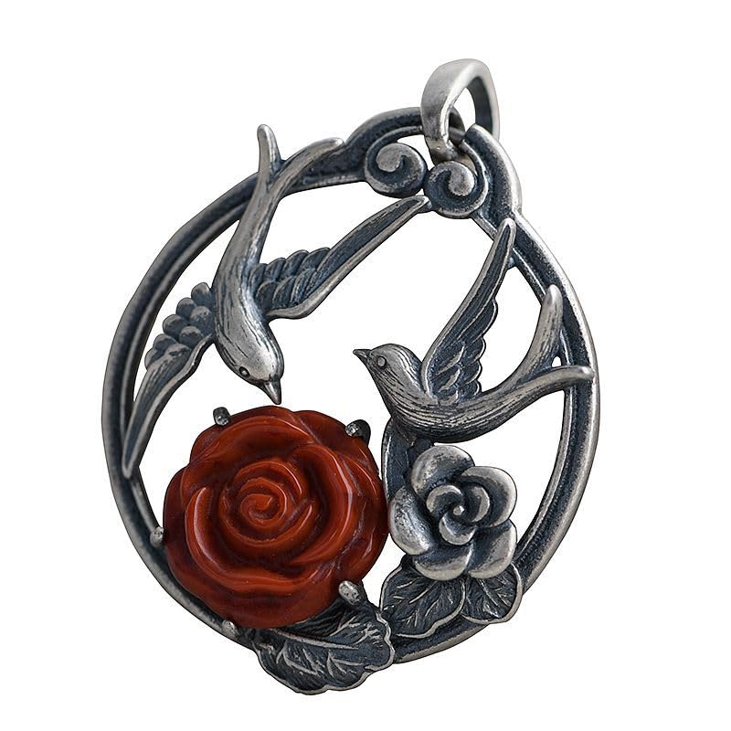 Pendentif en argent sterling 925 femme collier chaîne pull pivoine
