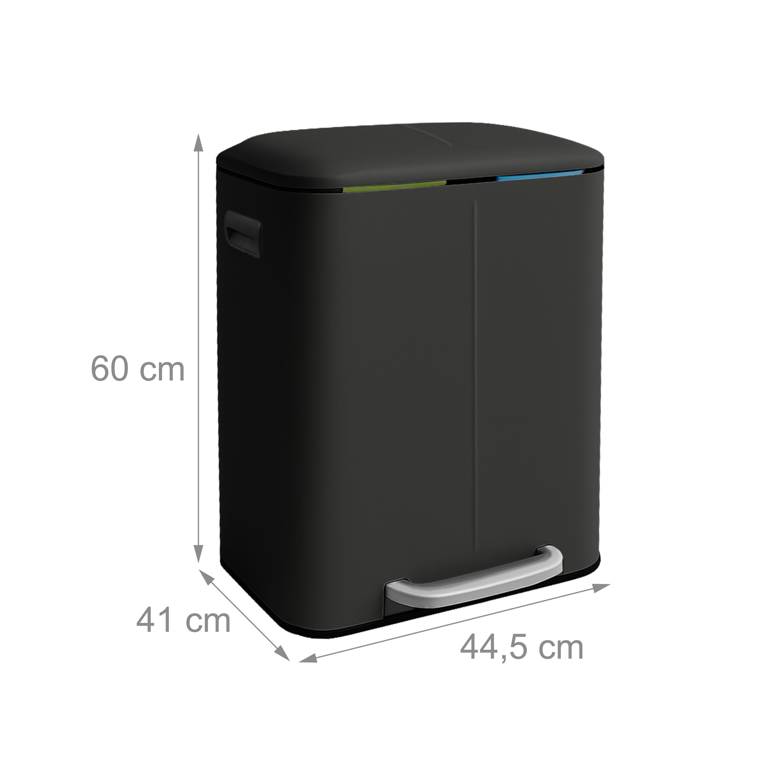 Relaxdays Kosz na śmieci, 2 przegródki, 2 x 20 l, wyjmowany kosz wewnętrzny, Softclose, nożny, metal, kosz na śmieci do kuchni, czarny