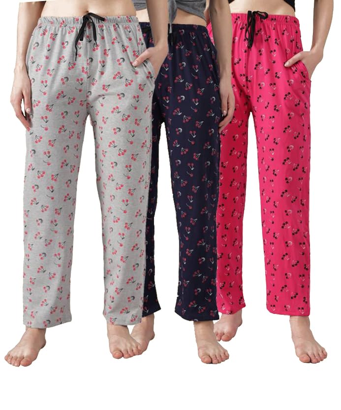 swellswag Women's Relaxed Fit Printed Pyjamas Lounge Pants Soft fabric Comfortable & Stylish Sleepwear - (Pack of 3)-picture-30