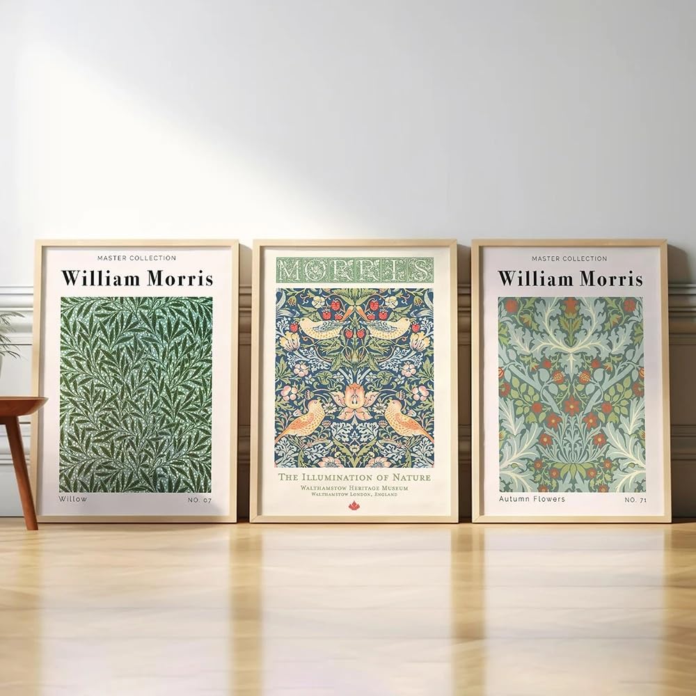 Ltjiajuypd Frameless Set Flowers By William Morris Floral Botanical Modern Art Print Canvas Poster Flowers Of Nature Willow(30X50cm-3Pcs)