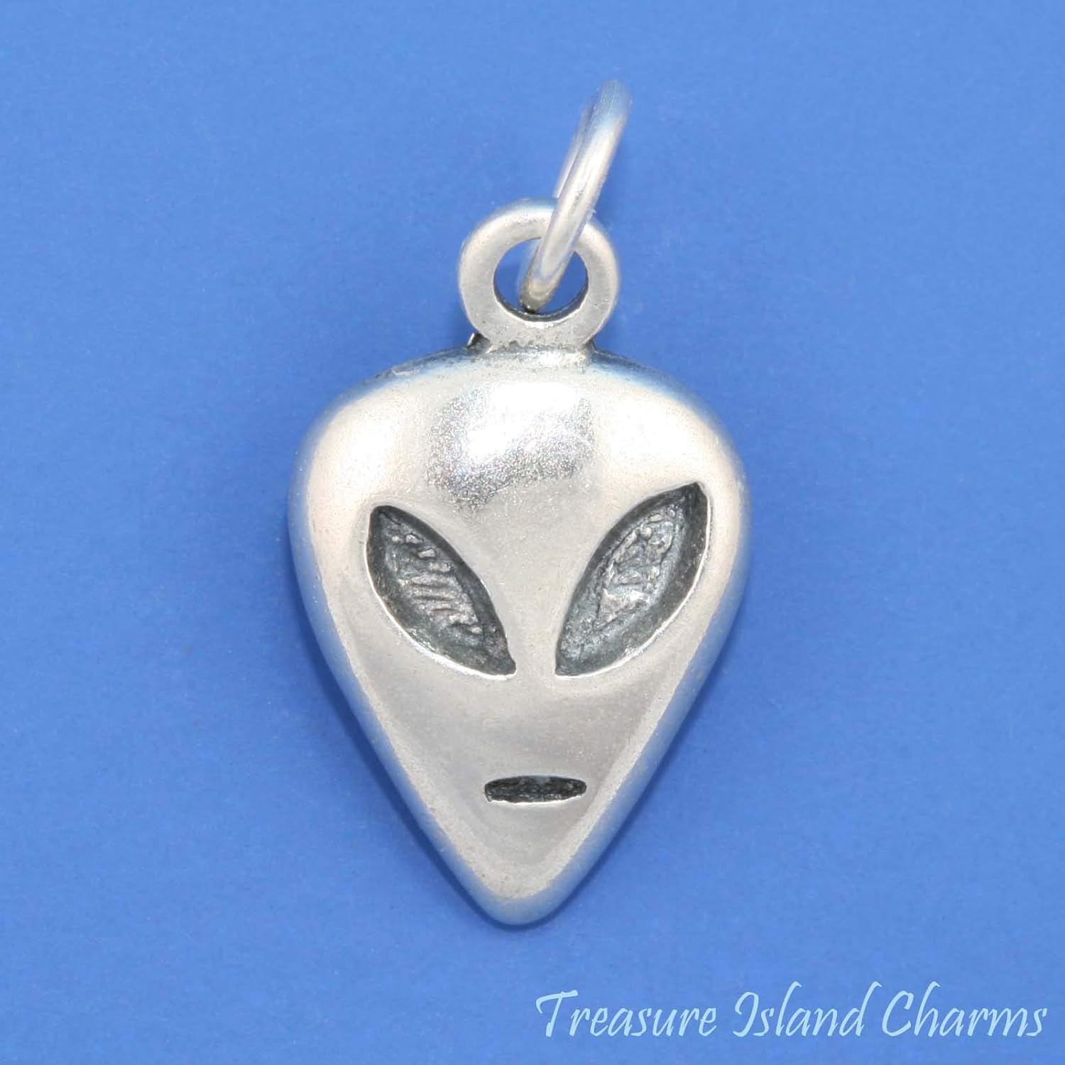 Dakota West Alien Face Head UFO 925 Sterling Silver Traditional Charm Bracelet Pendant Jewelry Making Supply Crafting