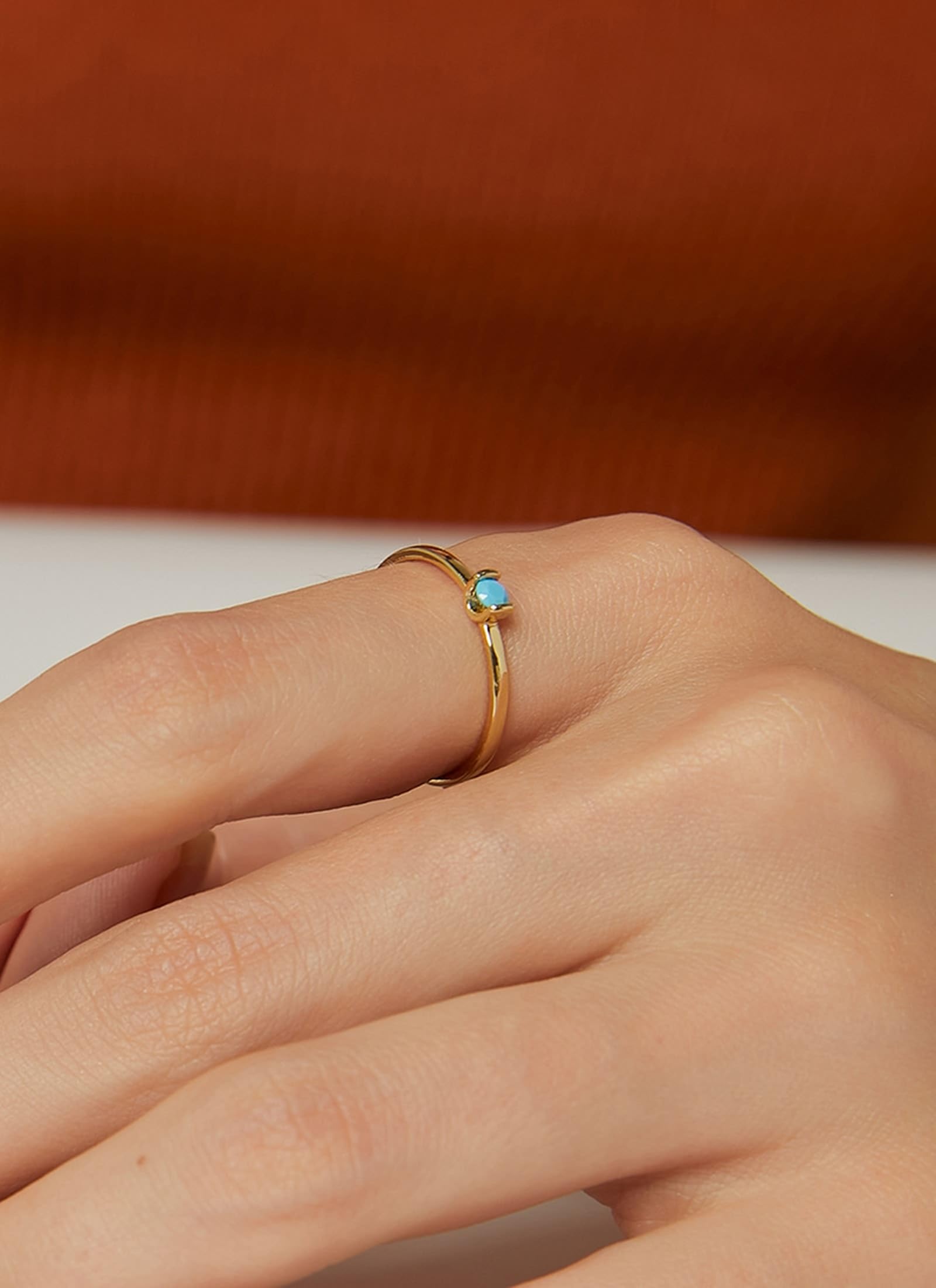 KnSam Anillo de oro amarillo de 9 K/14 K/18 K, joyas auténticas, solitario clásico, anillos de amistad con turquesa (corte redondo azul), anillo solitario Au375/585/750, talla 47-65