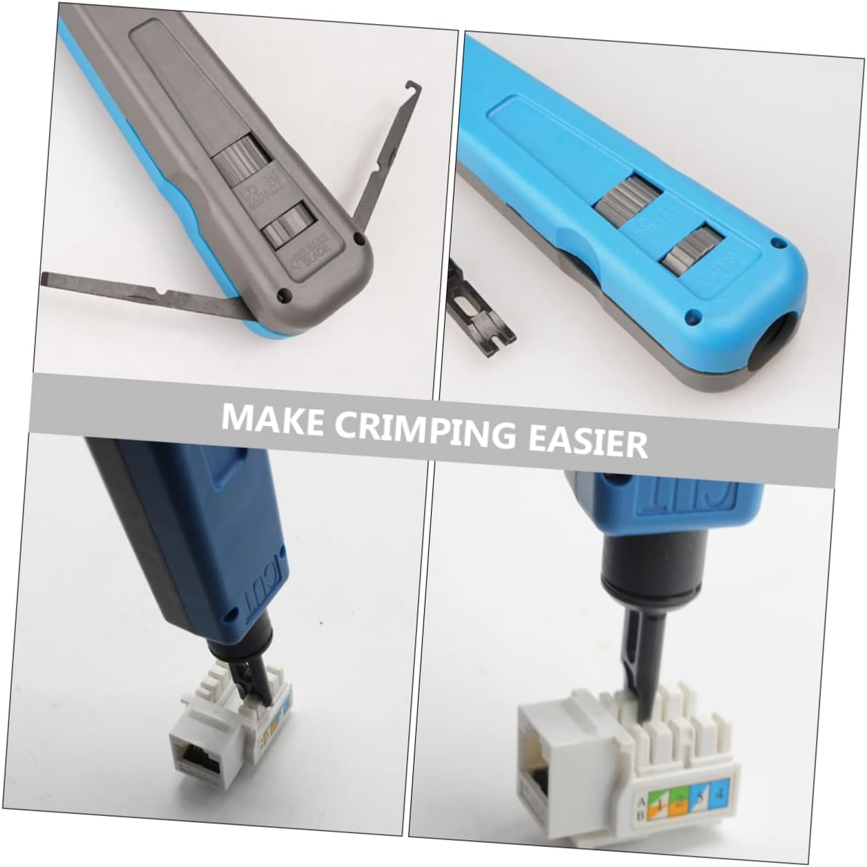 Network Wire Punch down Tool with 66 and 110 88 Blades | Blade Storage Compartment, Anti-Skid Handle, Comfortable Grip, Adjustable Impact-Force Settings