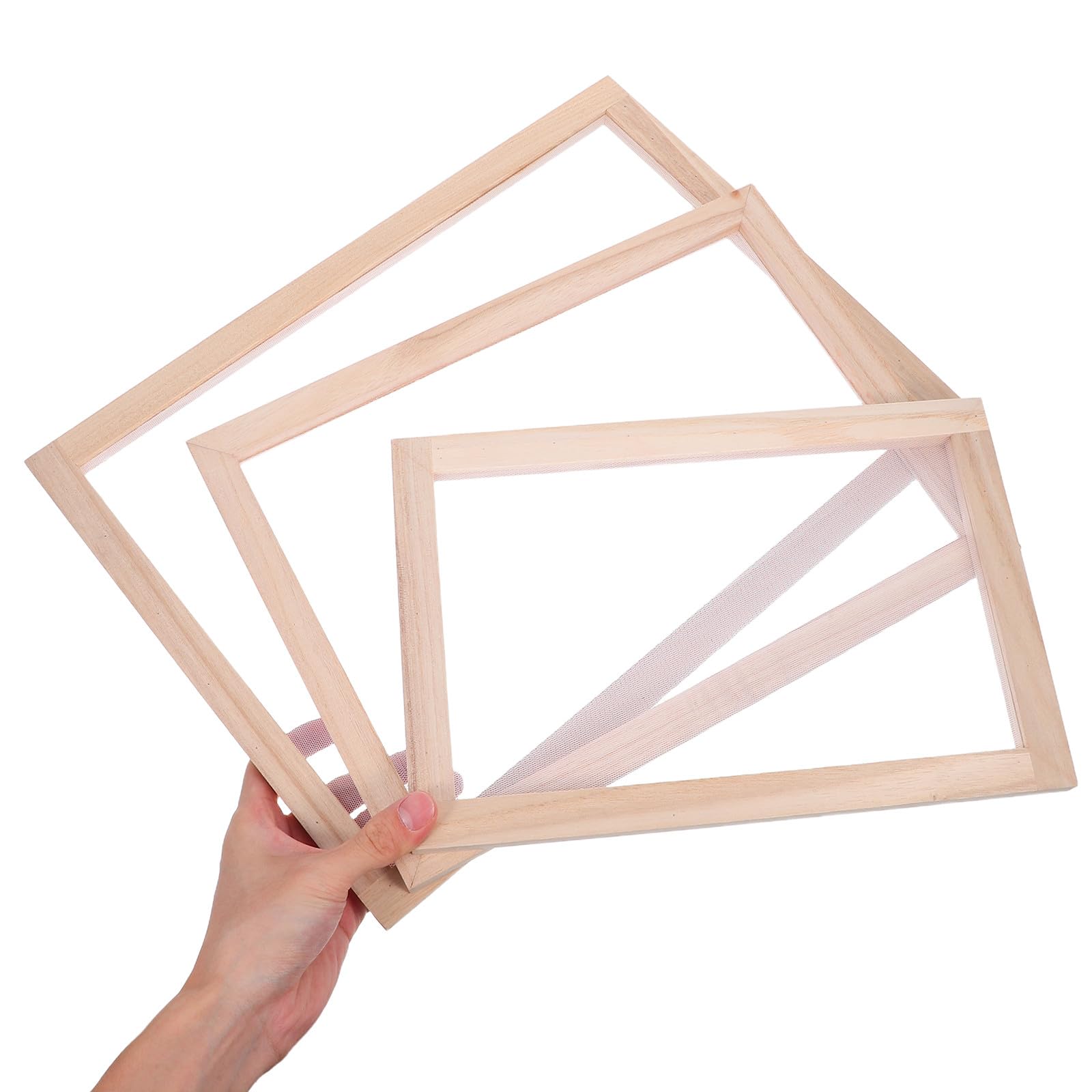 3 Moldes de Madera para Hacer Papel con Malla Resistente Tamaños 20X30 CM 25X34 CM y 30X40 CM Marco para Fabricación Artesanal de Papel Reciclado Manualidades y Flores
