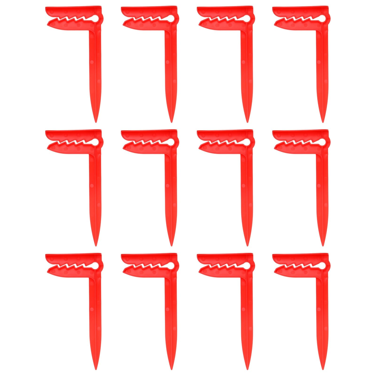 M METERXITY 12-Pack Outdoor Beach Towel Anchor Stakes Clips, 6 Inch Plastic Picnic Mat Anchor Stakes Clamps for Camping/Picnic/Gardening, Outdoor Blanket Holders [Red]