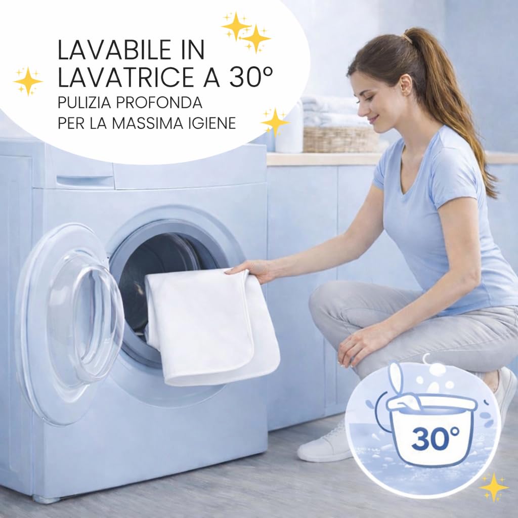 BABY WOLFY 2 Traverse Impermeabili 75x80 cm – Traversine Neonato Fasciatoio, Protezione Letto, Assorbenti Lavabili in Cotone OEKO-TEX® Made in Italy