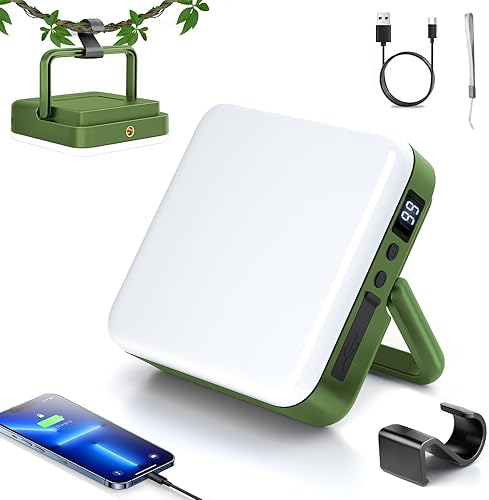 Linterna LED recargable para campamento, 10,000 mAh, luces de campamento portátiles de hasta 90 horas y 4 modos de luz, IPX5 impermeable, esenciales