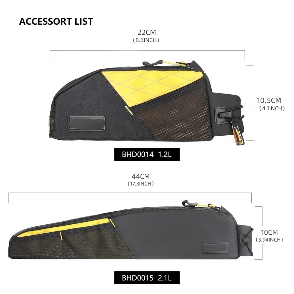 Bolsa Bicicleta Bolsa for Tubo Superior Delantero de Bicicleta Equipaje for Resistente al Agua 1,2 l/2, l Bolsa Cuadro Bicicleta(2.1L Bag-Yellow)