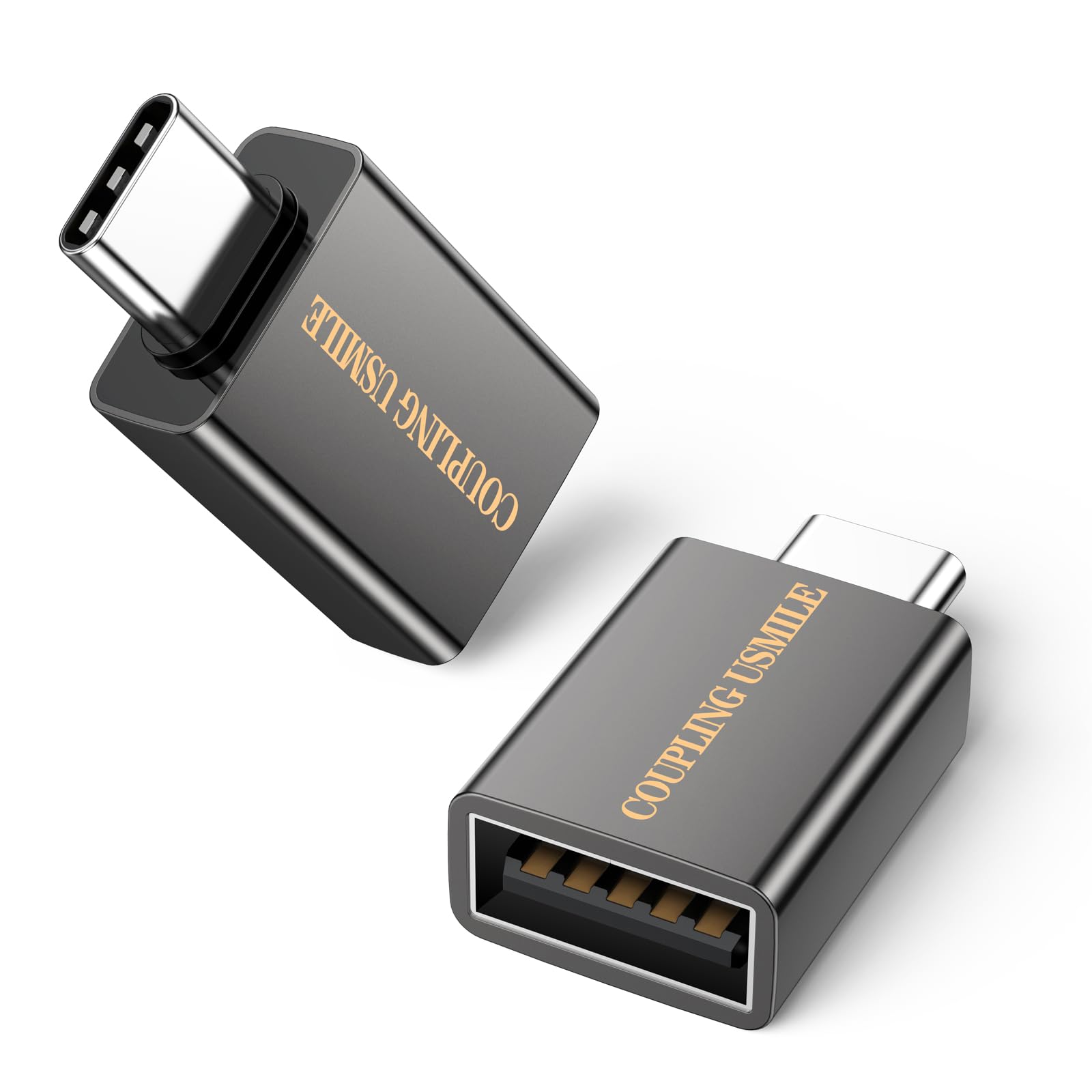 COUPLING USMILE USB C to USB Adapter, OTG, 3A Fast Charging, 10Gbps Super Transfer, USB-IF Certified,Zinc Alley Shell, Compatible with MacBook Pro/Air, iPhone 15, Laptop, Tablet (1, 2 Pack-Grey)