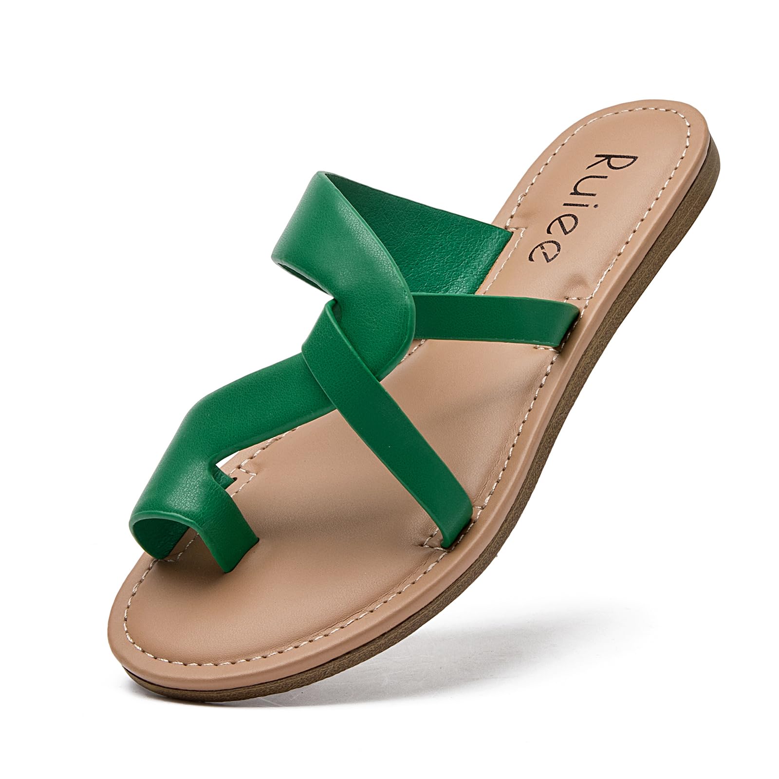 Women's Flat Slides Sandals, Summer Slippers Comfortable Braided Strap Round Open Toe Casual Beach Shoes for Women.