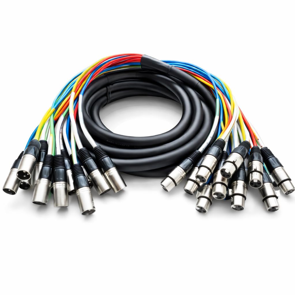 Seismic Audio - 12 Channel XLR Snake Cable - 15 Feet Long - Pro Audio Snake for Live Live, Recording, Studios, and Gigs - Patch, Amp, Mixer, Audio Interface 5'
