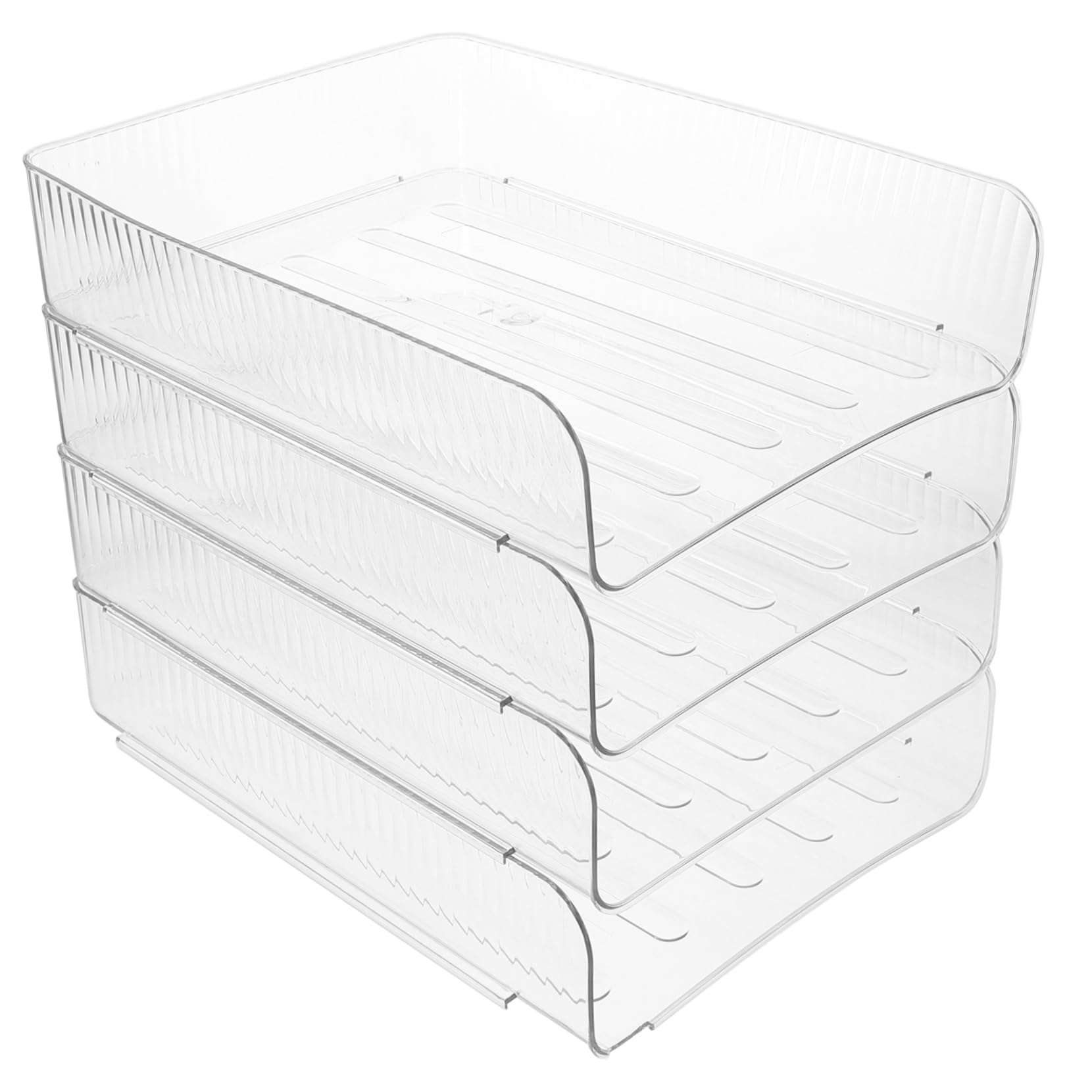 HAPINARY 4pcs Clear File Storage Tray Stackable Desk Organizer for Documents Papers and Books Design for Home Office School Use Open Top for Easy Access