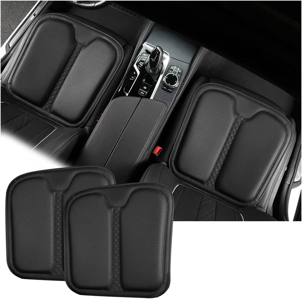 ontto Leather Car Seat Cushion Fit for Porsche Accessories Comfort Seat Pad Cover for Car Driver Seat Office Chair Lower Back Pain Relief Black(2PCS)
