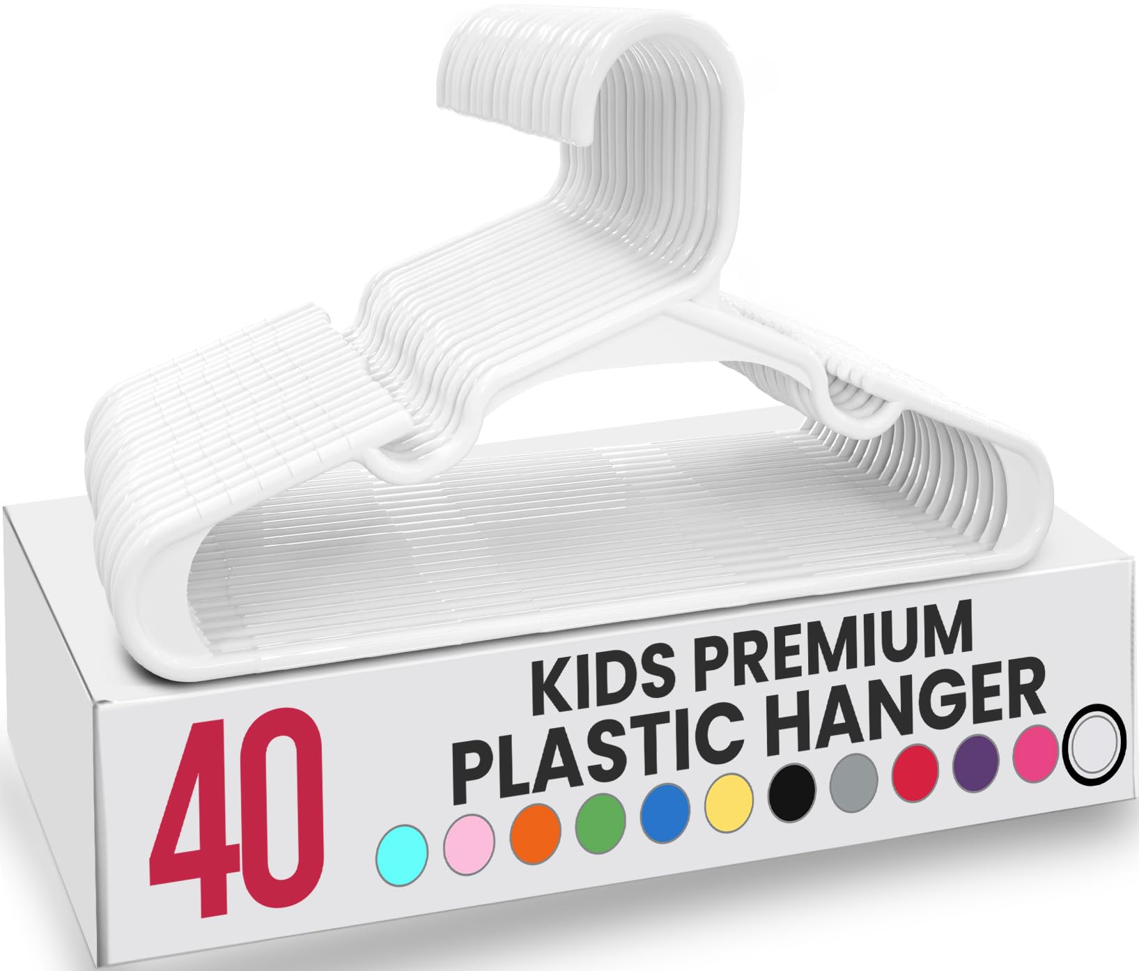 Utopia Home Packung mit 40 Kinderkleiderbügeln - 11,5“ Baby- und Kinderkleiderbügel aus Kunststoff für den Kleiderschrank, Für den täglichen Gebrauch, weiß