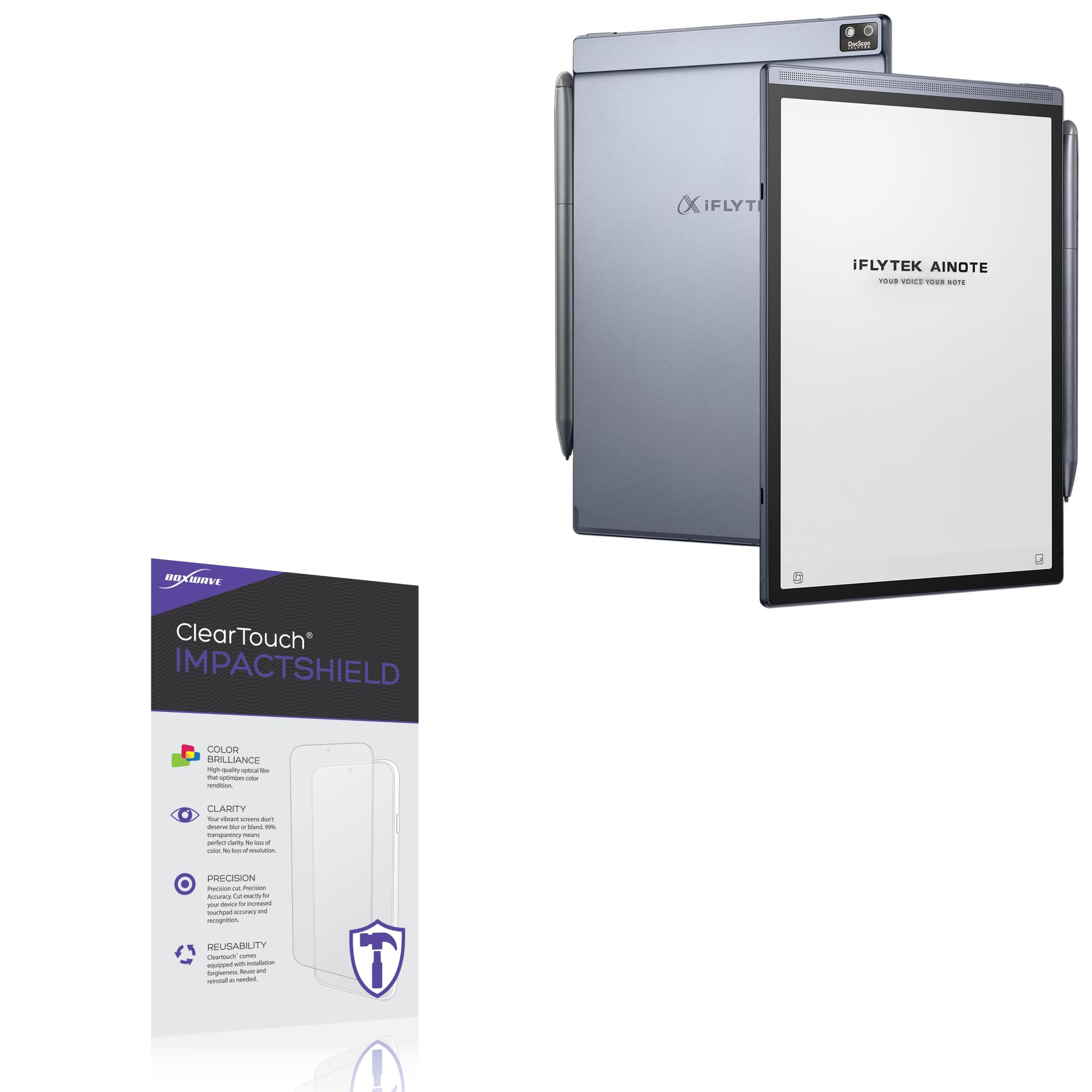 BoxWave Screen Protector Compatible With iFLYTEK AINOTE Air 2 (8.2 in) - ClearTouch ImpactShield (2-Pack), Impenetrable Screen Protector Flexible Film