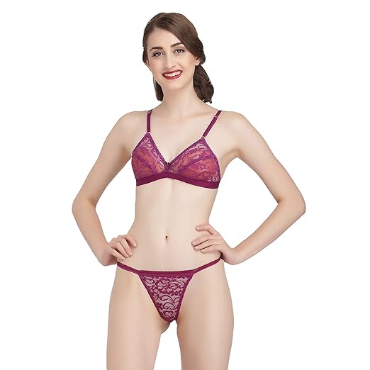 Buy Melisa Women Net Bloongra Bra and Thongs Panty Set Sexy Lingerie