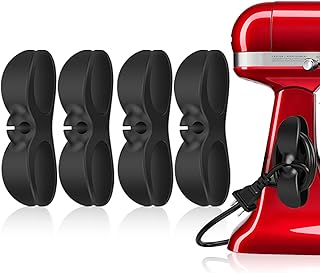 4PCS コード まとめる,家電製品 コード 巻き取り,ケーブル まとめる,シリコン製 家電コード ホルダー,電源コード収納,コード クリップ、最新デザイン ケーブル ホルダーを コーヒー機、 炊飯器、掃除機、扇風機、除湿機等様々の家電コード 整理、整頓、収納、隠し可能(黒)